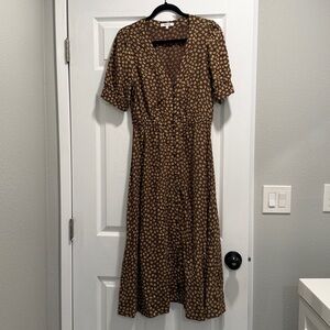 Madewell Brown Floral Midi Dress
